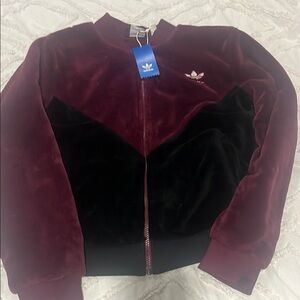 Adidas Women's Burgundy and Black Jacket